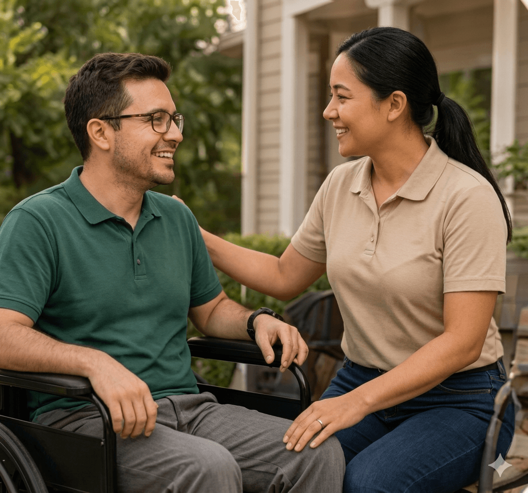 Caregiver helping a senior woman