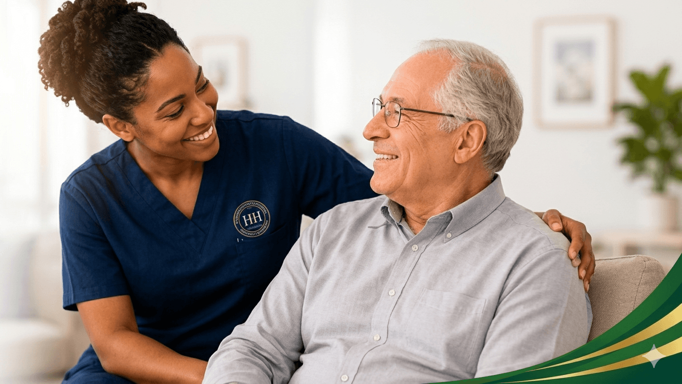 Caregiver assisting an older adult with adaptive care at home