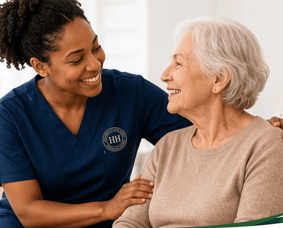 Caregiver assisting an elderly gentleman
